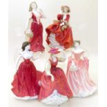 Five Royal Doulton figures of ladies