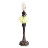 Secessionist oil lamp with Vaseline glass reservoir