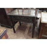 19th century oak heavily carved side table 70cm wide