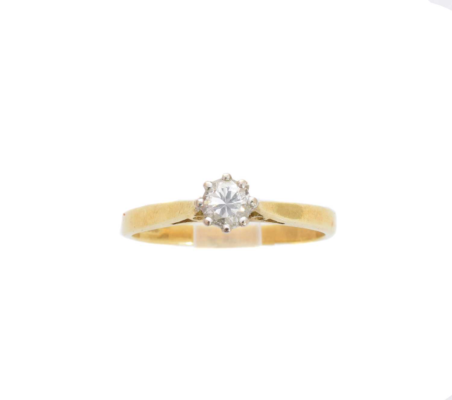 An 18ct gold diamond single stone ring,