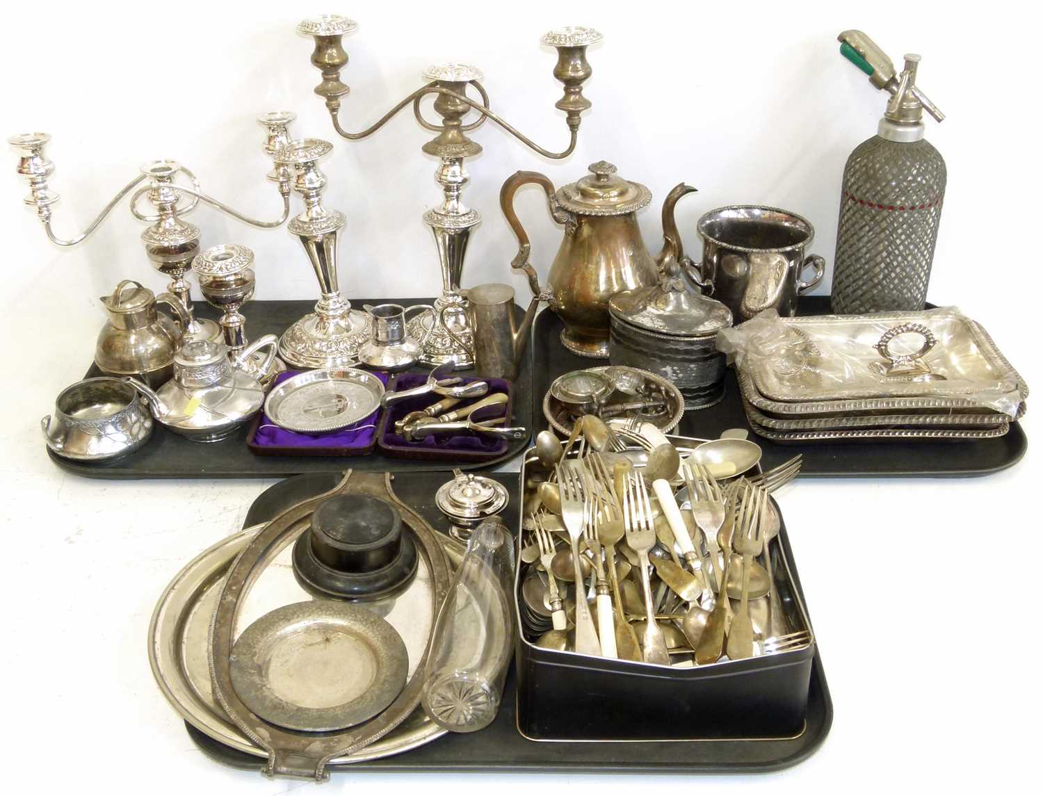 A large selection of silver plate