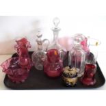 Collection of Victorian Cranberry glass.
