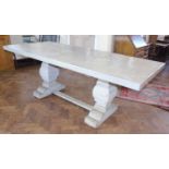 Painted grey dining table with heavy balaster type legs