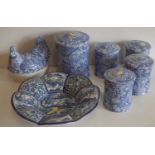 Collection of Blackley blue and white also a continental porcelain 'Karaak' style charger.