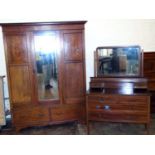 Edwardian and mahogany inlaid two piece bedroom suite