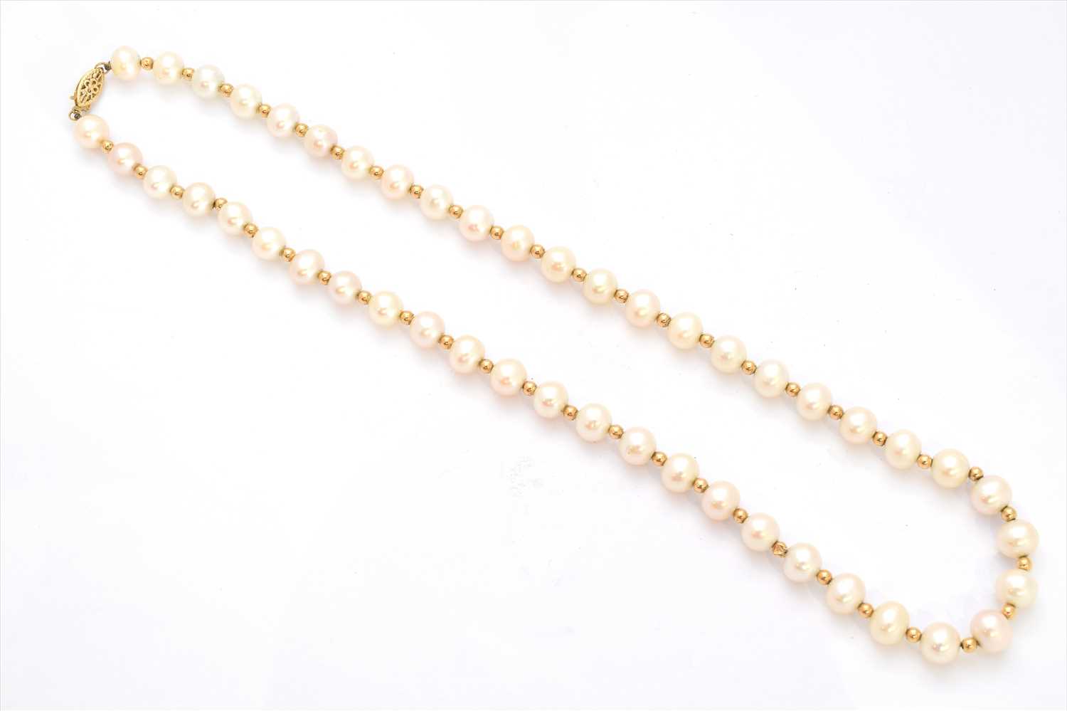 A cultured pearl necklace,