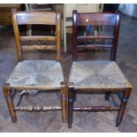 Pair of elm rush seated country chairs