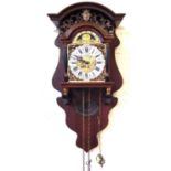 20th century Dutch wall clock, 8-day movement with rolling moon