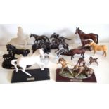 Beswick spirit of the wind, and 5 other horses, Reluctant friend group, Various resin and glass hors