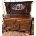 Edwardian mahogany mirror back sideboard on short cabriole legs