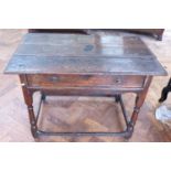 George III oak side table on turned leg