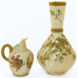 Royal Worcester flat back jug and a vase