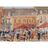 Continental School, 20th century, French market scene, oil.