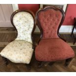 Victorian mahogany framed upholstered nursing chair and one other.