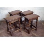 Four reproduction oak stools.