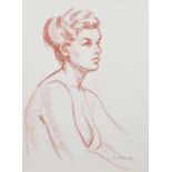 Muriel Heywood, Female nude study, red chalk.