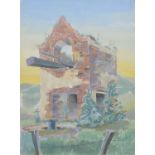 W.F. Colley, Study of an abandoned building, gouache.