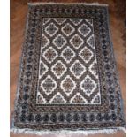 Kurdistan all wool rug made from natural fibres, repeating spider motif, 150cm (54") x 162cm (40").