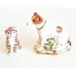 Royal Crown Derby "Jackie" together with a cat paperweight