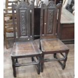 Pair of 17th oak back stools.