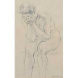 A. Casadio, Seated female nude, pencil.