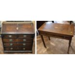 George III oak bureau and a card table.