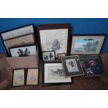 Collection of various framed tapestry's and prints approximately 22.