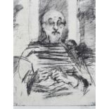 Don McKinlay, Portrait of Adrian Henri, signed etching.
