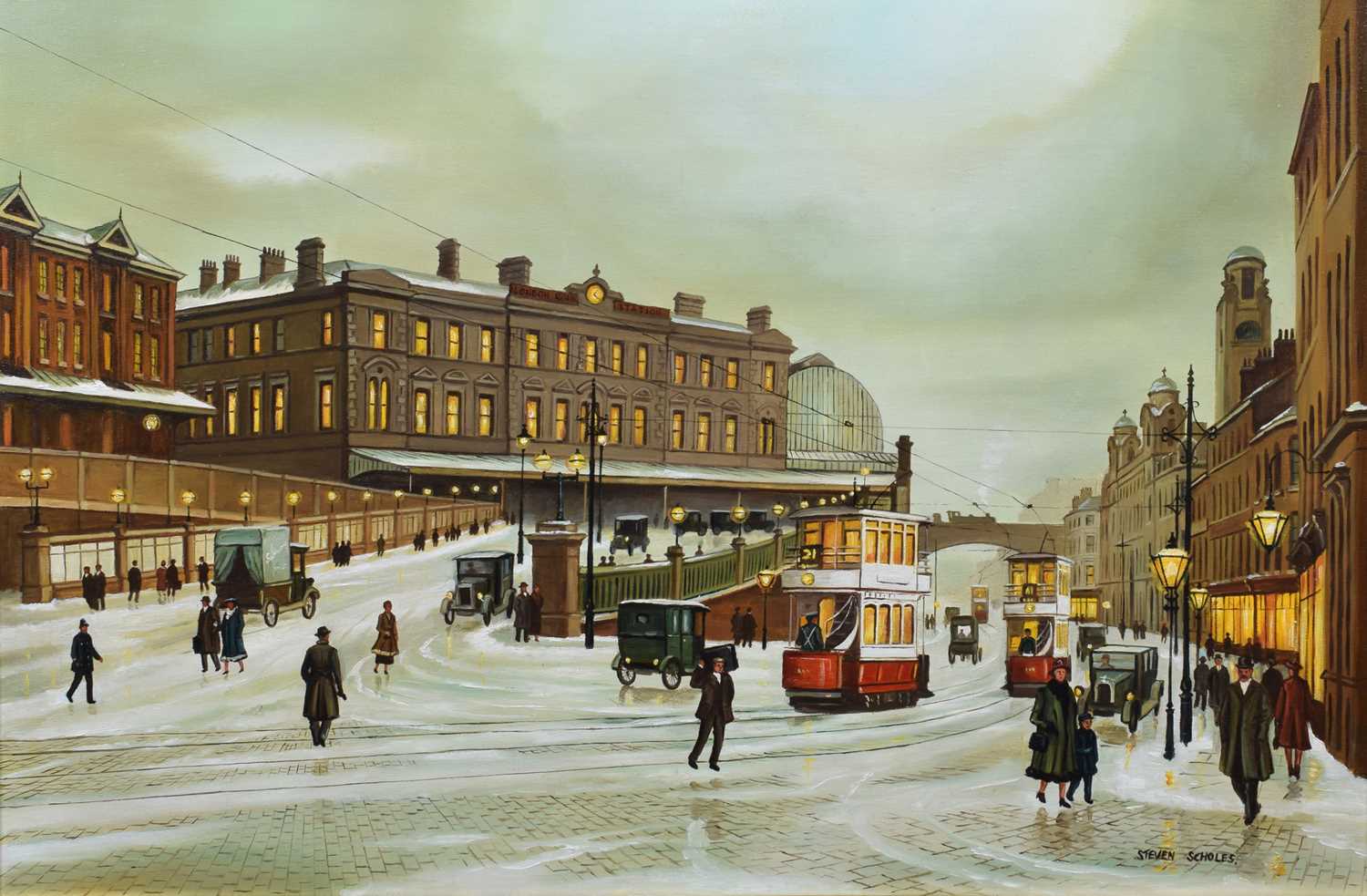 Steven Scholes, "Manchester Piccadilly Station", oil.