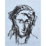 Tadeusz Was (Polish 1912-2005), "Head Study", charcoal.