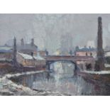 Reg Gardner (British 1948-), "The River Irwell in Winter", oil.
