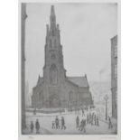 After L.S. Lowry, "St. Simon's Church, Salford", signed print.