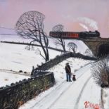 James Downie (British 1949-), "Station Road", oil.