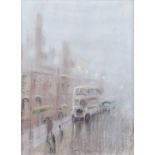 Reg Gardner (British 1948-), Manchester street scene, pastel.