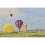 James Longueville, "Hot Air Balloons at Cholmondeley Castle", oil.