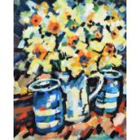 Olivia Pilling, "Daffodils and Blue Pots", acrylic.