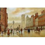 Steven Scholes, "St. Ann's Square, Manchester", oil.