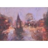 Marc Grimshaw, "Winter Dusk, Albert Square", pastel.