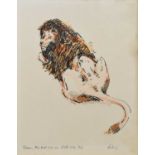 After Harold Riley, "Jason, the Last Lion at Belle Vue", signed print.