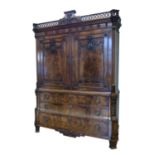 George III figured mahogany press cupboard