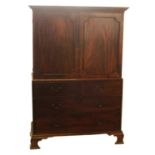 George III figured mahogany press cupboard