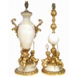 Two 20th century alabaster and gilt table lamps