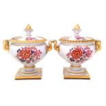 Flight Barr and Barr pair of sauce tureens painted with Japanese style flowers