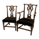 Eight early 19th century Chippendale style mahogany dining chairs,