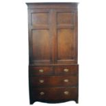 George III figured oak press cupboard