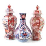 Three Japanese imari vases