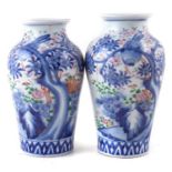 Pair of Japanese vases painted with birds