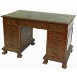 Early 20th century mahogany twin pedestal desk