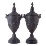 Pair of lidded bronze vases