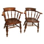 Pair of Victorian ash and elm club chairs